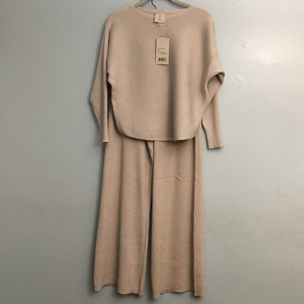 Sioni Cream Knit Pants & Top Set